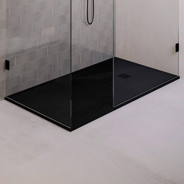 Brauer Asteroid Douchebak 90x180 incl. antislip en antibacterieel mineraalmarmer mat zwart DB-AS90180MZ