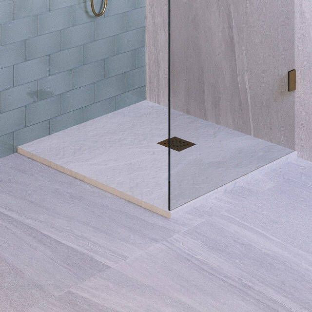 Brauer Asteroid Douchebak 90x90 incl. antislip en antibacterieel mineraalmarmer mat wit DB-AS9090MW