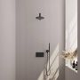 Brauer Black Carving thermostatische inbouw regendouche met drukknoppen SET 49 met 20 cm douchekop en rechte muurarm en staaf handdouche en doucheslang en wandaansluitbocht mat zwart - Thumbnail 1