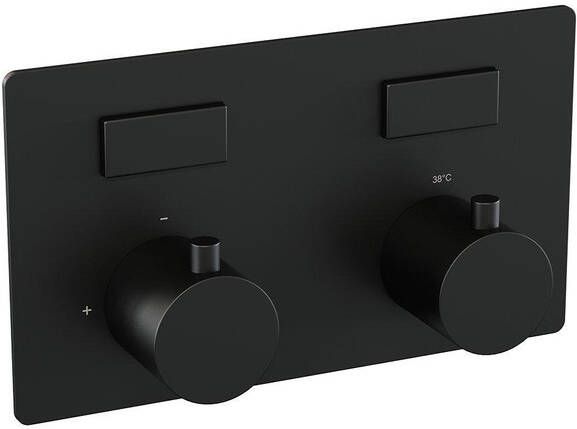 BRAUER Black Edition 2 functies inbouwthermostaat met inbouwdeel drukknoppen in afbouwdelen zwart mat 5-S-155