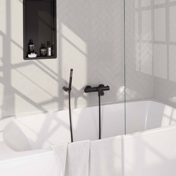 Brauer Black Edition Badkraan douchegarnituur handdouche staaf 1 stand gladde knop mat zwart 5-S-041-3