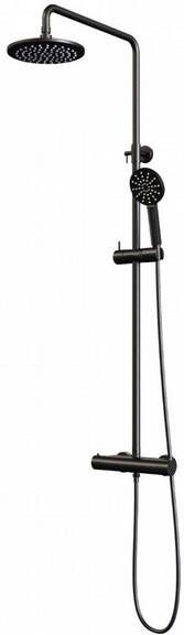 Brauer Black Edition Regendoucheset opbouw hoofddouche 20cm glijstang handdouche rond 3 standen gladde knoppen mat zwart 5-S-007-2