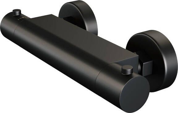 Brauer Black Edition Thermostaatkraan opbouw 2 gladde knoppen mat zwart 5-S-234