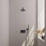 Brauer Black Edition thermostatische inbouw regendouche met drukknoppen SET 49 met 20 cm douchekop en rechte muurarm en staaf handdouche en doucheslang en wandaansluitbocht mat zwart - Thumbnail 1