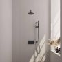 Brauer Black Edition thermostatische inbouw regendouche met drukknoppen SET 63 met 20 cm douchekop en gebogen muurarm en staaf handdouche en doucheslang en geïntegreerde glijstang mat zwart - Thumbnail 1