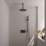 Brauer Black Edition thermostatische inbouw regendouche met drukknoppen SET 66 met 30 cm douchekop en plafondarm en staaf handdouche en doucheslang en geïntegreerde glijstang mat zwart - Thumbnail 1