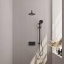 Brauer Black Edition thermostatische inbouw regendouche met drukknoppen SET 69 met 20 cm douchekop en gebogen muurarm en 3-standen handdouche en doucheslang en geïntegreerde glijstang mat zwart - Thumbnail 1