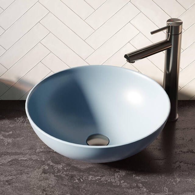 Brauer Bowl waskom 40x40cm rond keramiek mat pastel blauw WK-BO40ROMPB