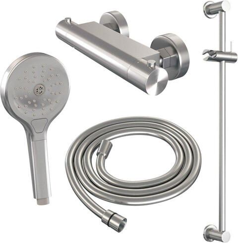 Brauer Brushed Edition Douchekraan opbouw glijstang 1 functie 2 gladde knoppen handdouche rond 3 standen PVD geborsteld nikkel sw374403 SW1164740 sw374437 sw450726