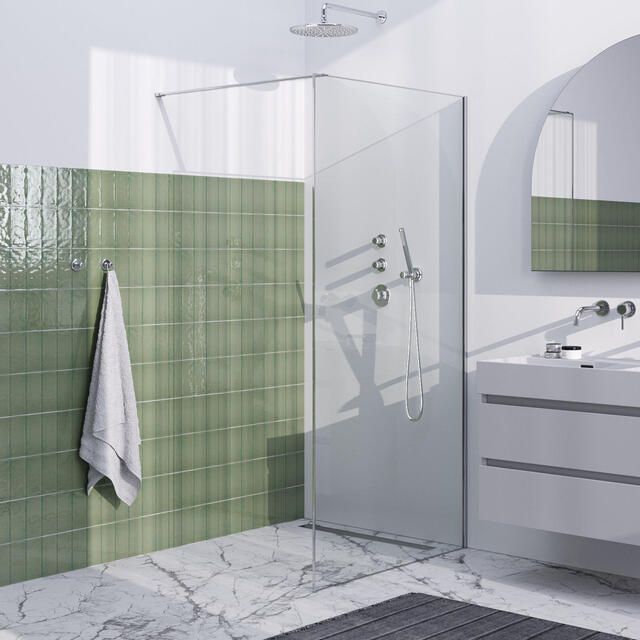 Brauer Inloopdouche Frame Set 1 Helder Glas 100x200 Met Muurprofiel En Lijst Rondom Chrome