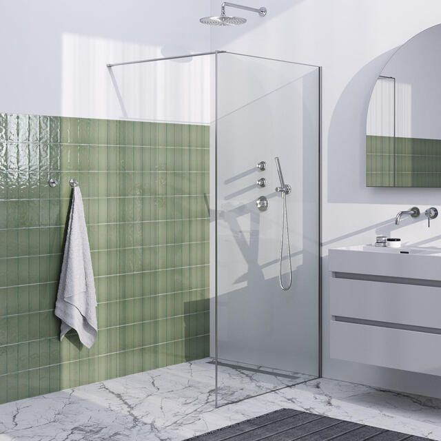 Brauer Inloopdouche Frame Set 1 Helder Glas 100x200 Met Muurprofiel En Lijst Rondom RVS Geborsteld - Foto 3