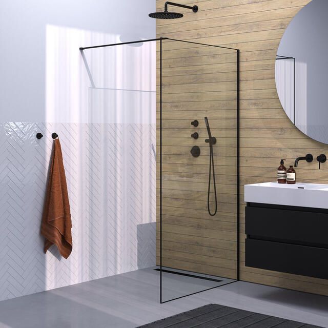 Brauer Inloopdouche Frame Set 1 Helder Glas 100x200 Met Muurprofiel En Lijst Rondom Mat Zwart - Foto 2