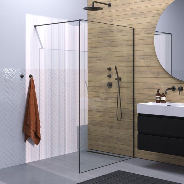 Brauer Gunmetal Frame Inloopdouche set 1 helder glas 120x200 met muurprofiel en lijst rondom gunmetal geborsteld - Foto 2