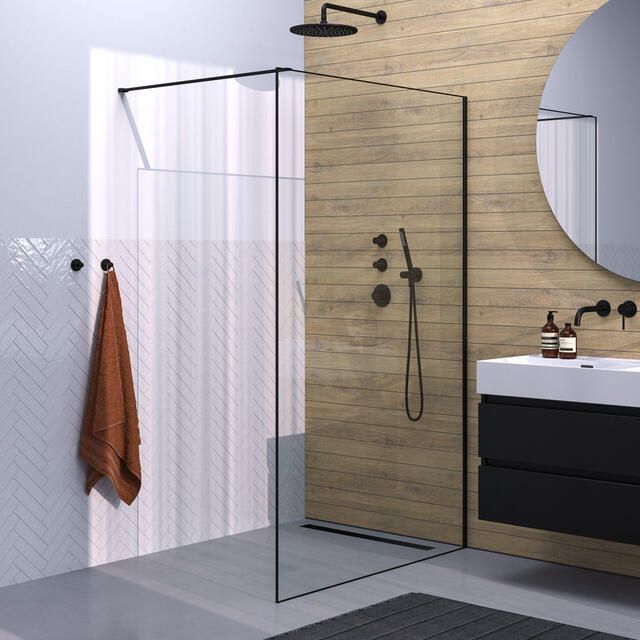 Brauer Inloopdouche Frame Set 1 Helder Glas 120x200 Met Muurprofiel En Lijst Rondom Mat Zwart - Foto 2