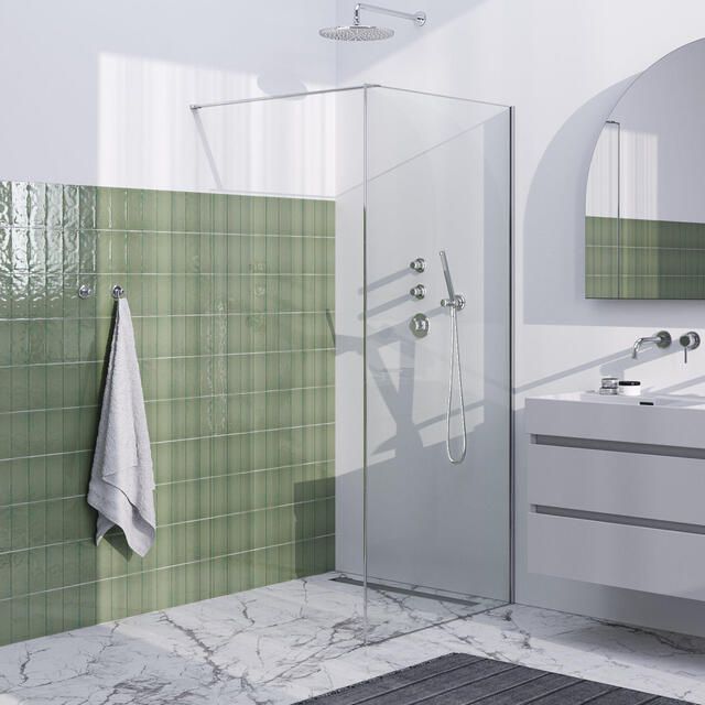 Brauer Inloopdouche Frame Set 1 Helder Glas 100x200 Met Muurprofiel En Lijst Rondom Chrome