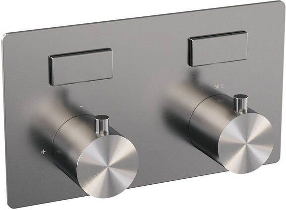 BRAUER Brushed Edition 2 functies inbouwthermostaat met inbouwdeel drukknoppen in afbouwdelen RVS geborsteld PVD 5-NG-155