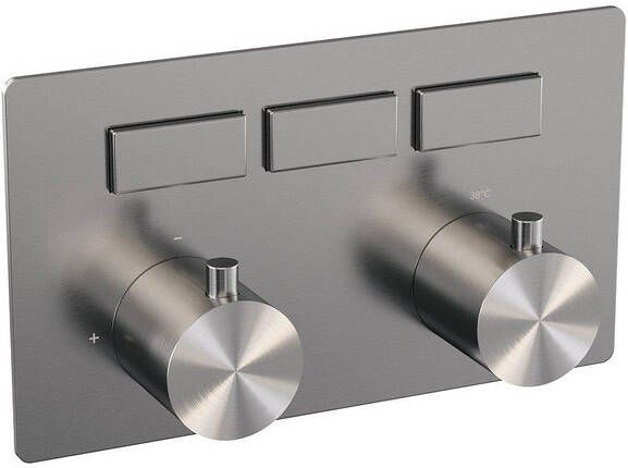 BRAUER Brushed Edition 3 functies inbouwthermostaat drukknoppen in afbouwdelen RVS geborsteld PVD 5-NG-156