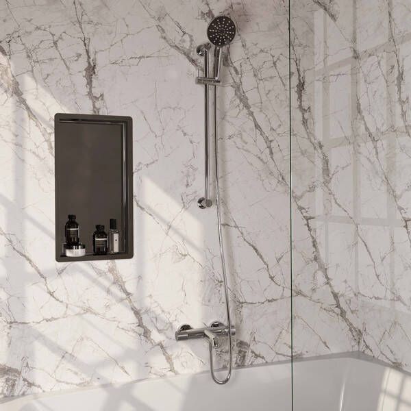 Brauer Chrome Carving Badkraan Opbouw glijstang 2 functies 2 carving knoppen handdouche rond 3 standen chroom 5-CE-085-2