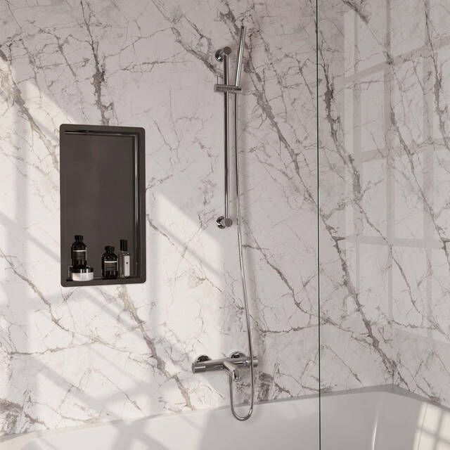 Brauer Chrome Carving Badkraan Opbouw glijstang 2 functies 2 carving knoppen handdouche staaf 1 stand chroom 5-CE-244