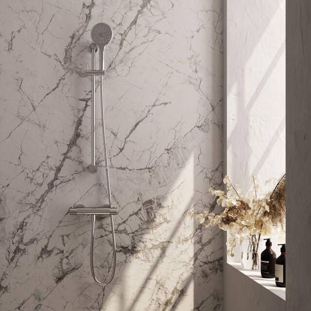 Brauer Chrome Carving Douchekraan opbouw glijstang 1 functie 2 carving knoppen handdouche rond 3 standen chroom 5-CE-250