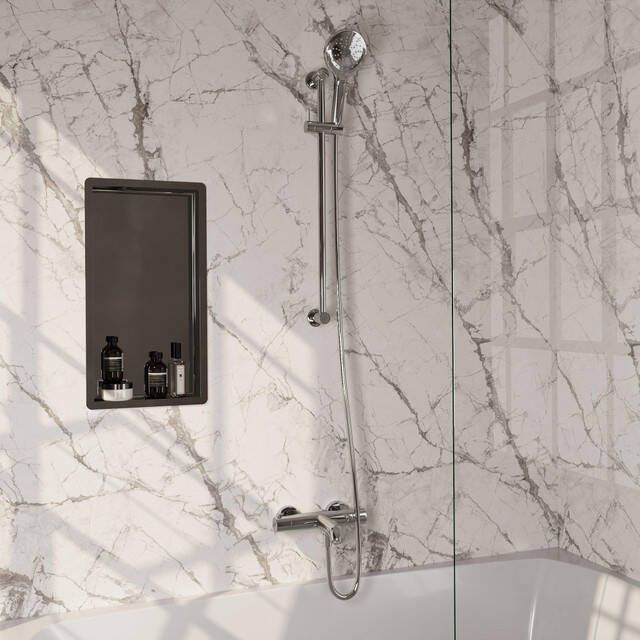 Brauer Chrome Edition Badkraan Opbouw glijstang 2 functies 2 gladde knoppen handdouche rond 3 standen chroom 5-CE-231
