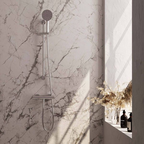 Brauer Chrome Edition Douchekraan opbouw glijstang 1 functie 2 gladde knoppen handdouche rond 3 standen chroom 5-CE-044-2