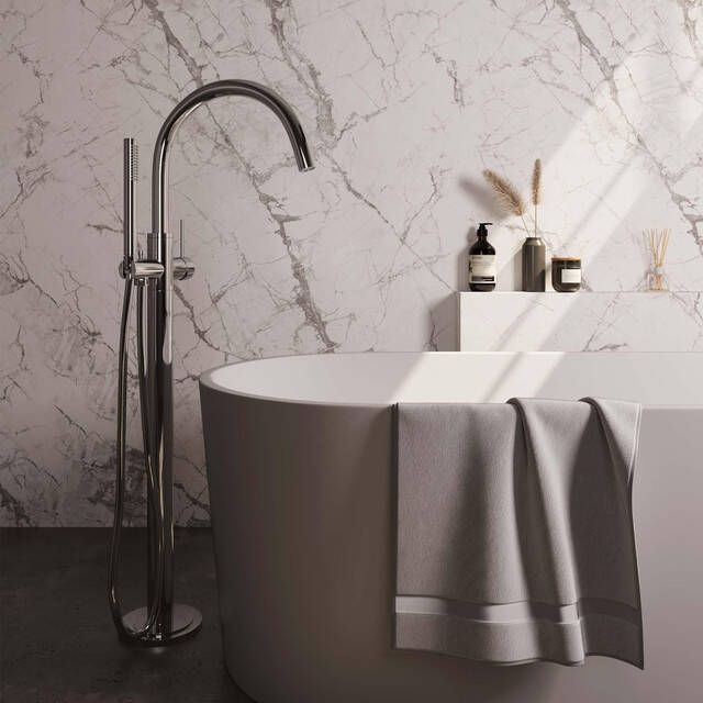 Brauer Chrome Edition Staande Badkraan handdouche staaf 1 stand -2 gladde knoppen PVD chroom 5-CE-259