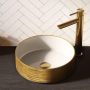 Brauer Circle waskom 36x36cm rond keramiek hoogglans wit en goud WK-CC36ROHWGO - Thumbnail 2