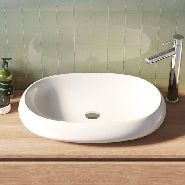 Brauer Cloud waskom 63 plat ovaal keramiek hoogglans wit WK-CL63POHW