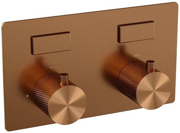 Brauer Copper Carving 2 functies inbouwthermostaat drukknoppen in afbouwdelen koper geborsteld PVD 5-GK-157