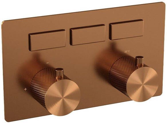 Brauer Copper Carving 3 functies inbouwthermostaat drukknoppen in afbouwdelen koper geborsteld PVD 5-GK-158