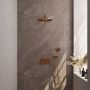 Brauer Copper Carving thermostatische inbouw regendouche met drukknoppen SET 56 met 30 cm douchekop en rechte muurarm en 3-standen handdouche en doucheslang en wandaansluitbocht koper geborsteld PVD - Thumbnail 1