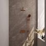 Brauer Copper Carving thermostatische inbouw regendouche met drukknoppen SET 67 met 20 cm douchekop en rechte muurarm en 3-standen handdouche en doucheslang en geïntegreerde glijstang koper geborsteld PVD - Thumbnail 1