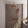Brauer Copper Carving thermostatische inbouw regendouche met drukknoppen SET 72 met 30 cm douchekop en plafondarm en 3-standen handdouche en doucheslang en geïntegreerde glijstang koper geborsteld PVD - Thumbnail 1