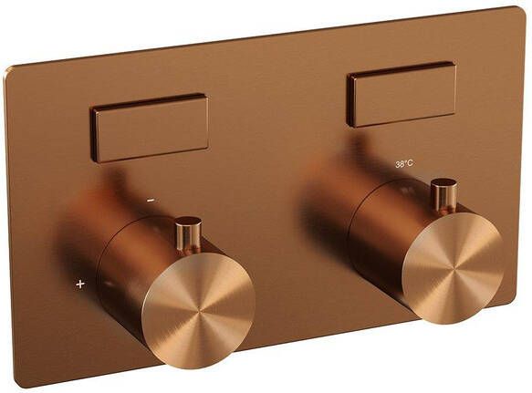BRAUER Copper Edition 2 functies inbouwthermostaat met inbouwdeel drukknoppen in afbouwdelen koper geborsteld PVD 5-GK-155
