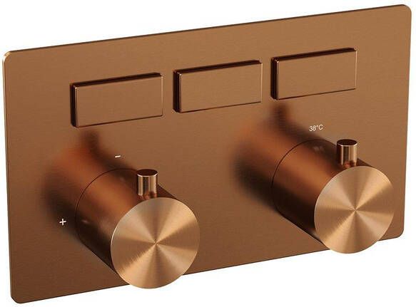 Brauer Copper Edition 3 functies inbouwthermostaat drukknoppen in afbouwdelen koper geborsteld PVD 5-GK-156
