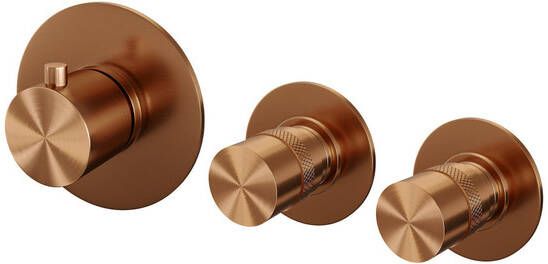 Brauer Copper Edition inbouwthermostaat inbouwdeel 3 gladde knoppen PVD geborsteld koper 5-GK-088