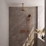 Brauer Copper Edition thermostatische inbouw regendouche met drukknoppen SET 71 met 20 cm douchekop en plafondarm en 3-standen handdouche en doucheslang en geïntegreerde glijstang koper geborsteld PVD - Thumbnail 1