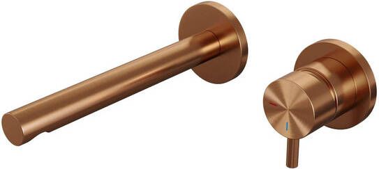 Brauer Copper Edition Wastafelmengkraan inbouw rechte uitloop links hendel kort smal model B 1 PVD geborsteld koper 5-GK-004-S5-65