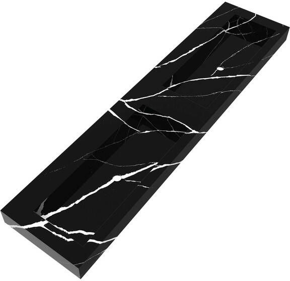 Brauer Coral wastafel 200x46x10cm 2 wasbakken 0 kraangaten composiet marmerlook Nero Marquina WT-CA2000NM