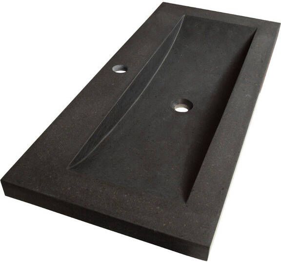 BRAUER Corestone Meubelwastafel 100x46x5cm zonder overloop wasbak midden 1 kraangat natuursteen basalt 2891