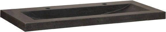 BRAUER Corestone Meubelwastafel 100x46x5cm zonder overloop wasbak midden 2 kraangaten natuursteen basalt 2892