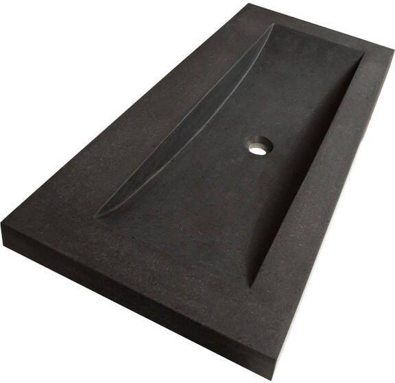 BRAUER Corestone Meubelwastafel 120x46x5cm zonder overloop wasbak midden zonder kraangat natuursteen basalt 2898