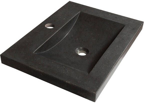 BRAUER Corestone Meubelwastafel 60x46x5cm zonder overloop wasbak midden 1 kraangat natuursteen basalt 2861