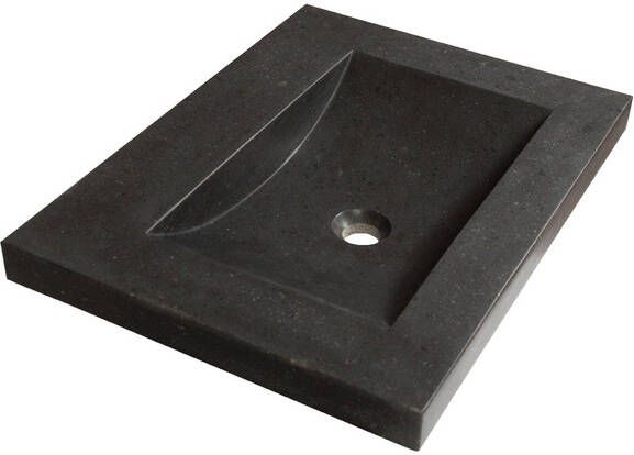 BRAUER Corestone Meubelwastafel 60x46x5cm zonder overloop wasbak midden zonder kraangat natuursteen basalt 2860