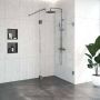 Saniclass Create inloopdouche 130x200cm profielloos met 30cm draaibare zijwand antikalk en 8mm veiligheidsglas geborsteld RVS 4JC3-130 30g - Thumbnail 2
