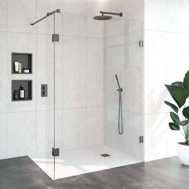 Brauer Create Complete Profielloze Inloopdouche 140x30cm gunmetal geborsteld 4JC2-140 30M