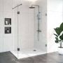 Saniclass Create inloopdouche 130x200cm profielloos met 40cm draaibare zijwand antikalk en 8mm veiligheidsglas geborsteld RVS 4JC3-130 40g - Thumbnail 2