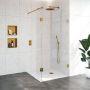 Brauer Create Inloopdouche 100x200cm 2-delig zijwand 30cm profielloos antikalk 8mm veiligheidsglas Goud geborsteld 4JC2-100 30U - Thumbnail 2