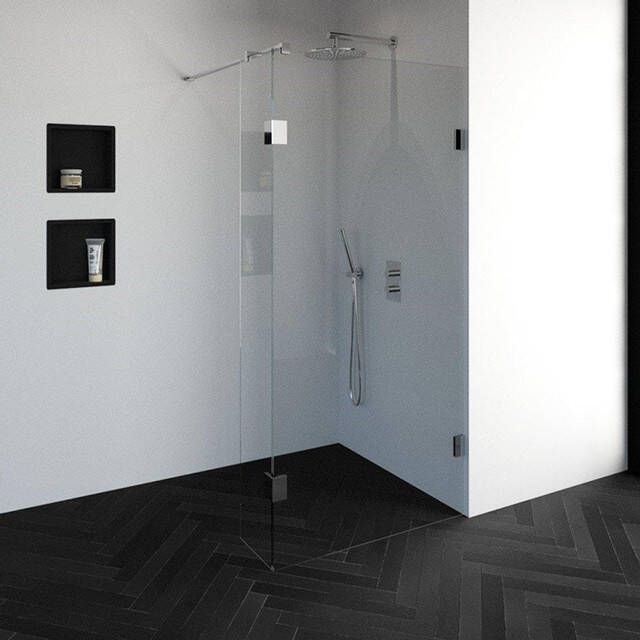 Brauer Create Inloopdouche 100x200cm profielloos 30cm zijwand antikalk 8mm veiligheidsglas chroom 4JC2-100 30CH